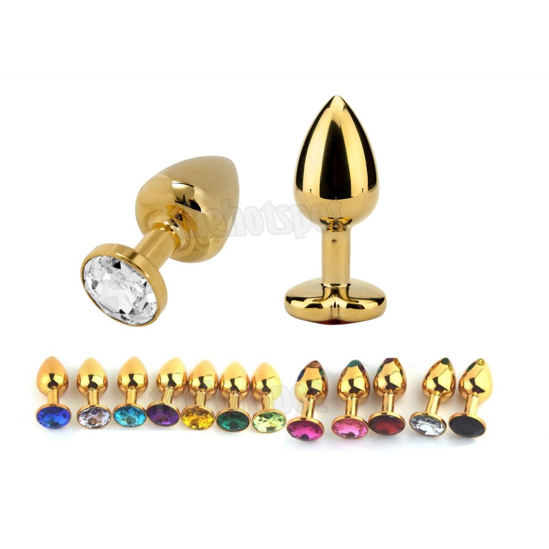 Gold Princess Plug Jewel Metal Tear Drop Butt Plug